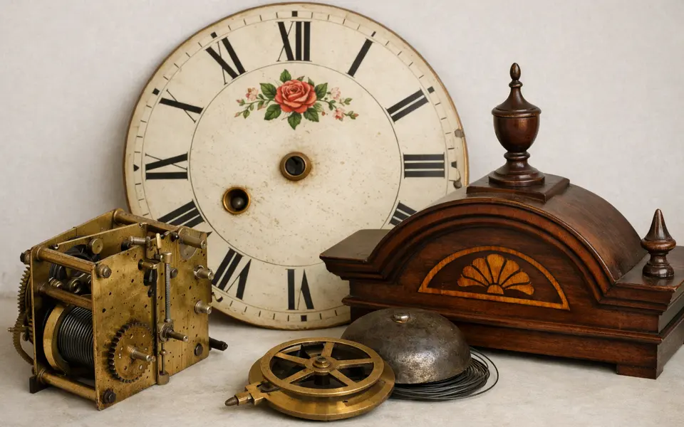 Close-up visual clues that help distinguish antique clock makers