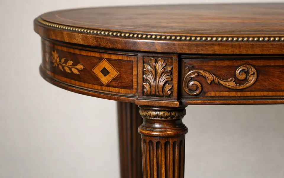 Close-up visual clues that help distinguish antique table styles